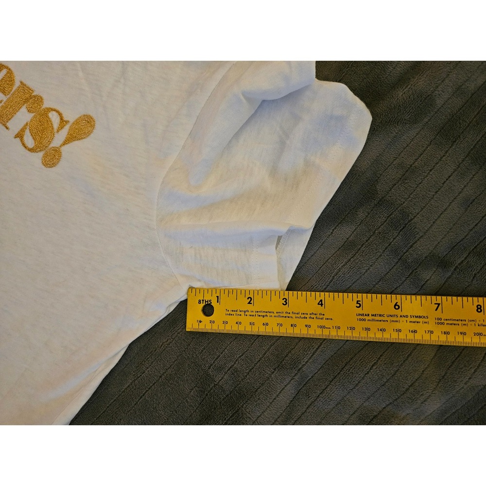 J.Crew Collector Tee White Gold Glitter Cheers Graphic T-Shirt Large NEW - Picture 5 of 8